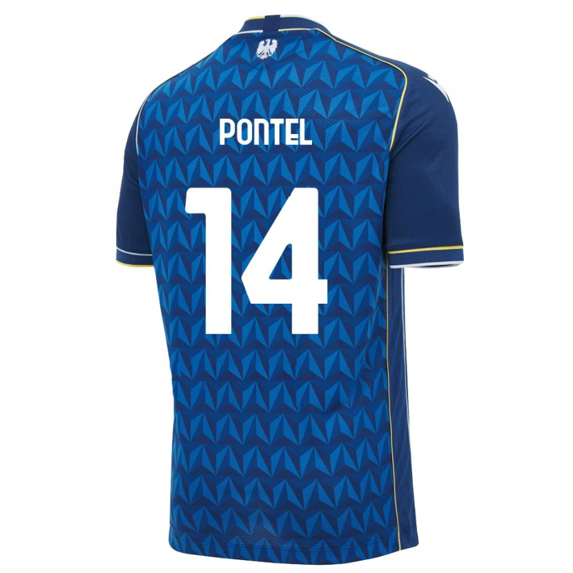 Danxen Børn Simone Pontel #14 Kongelig Blå Hvid Blå Udebane Spillertrøjer 2026/27 Trøje T-Shirt