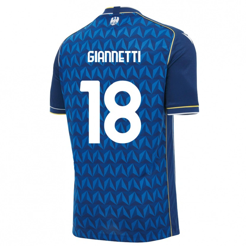 Danxen Børn Lautaro Giannetti #18 Kongelig Blå Hvid Blå Udebane Spillertrøjer 2026/27 Trøje T-Shirt