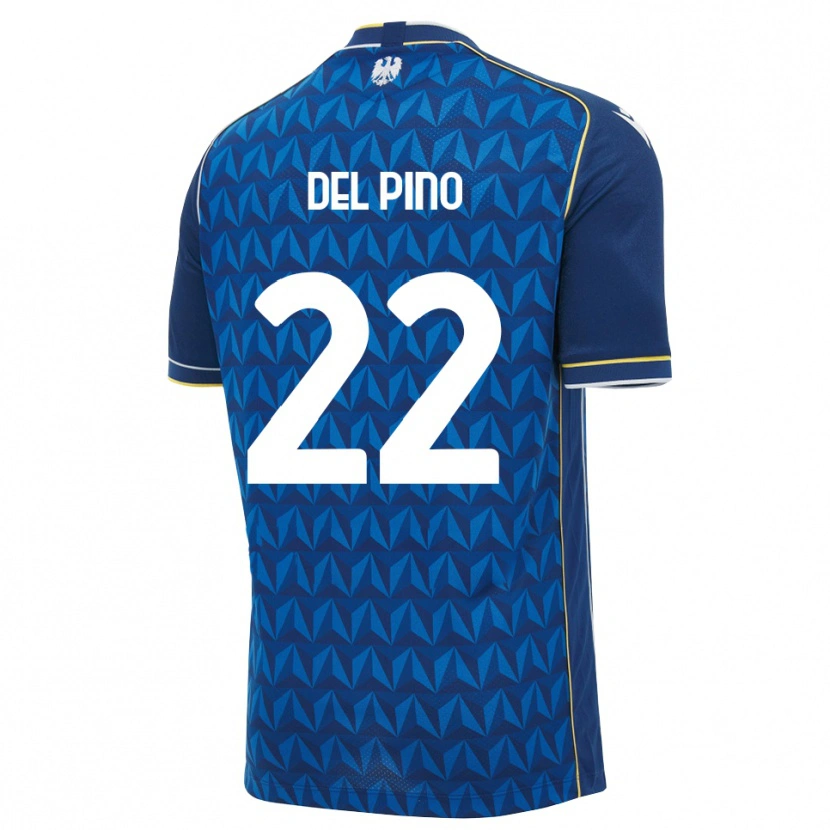 Danxen Børn Lorenzo Del Pino #22 Kongelig Blå Hvid Blå Udebane Spillertrøjer 2026/27 Trøje T-Shirt