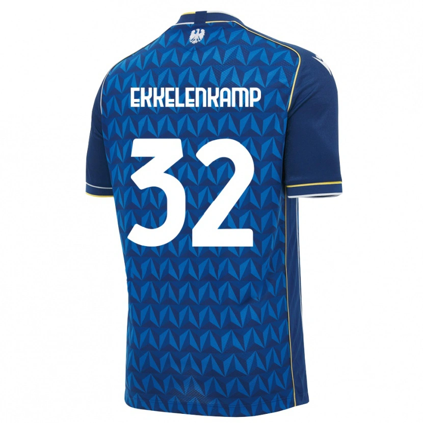 Danxen Børn Jurgen Ekkelenkamp #32 Kongelig Blå Hvid Blå Udebane Spillertrøjer 2026/27 Trøje T-Shirt