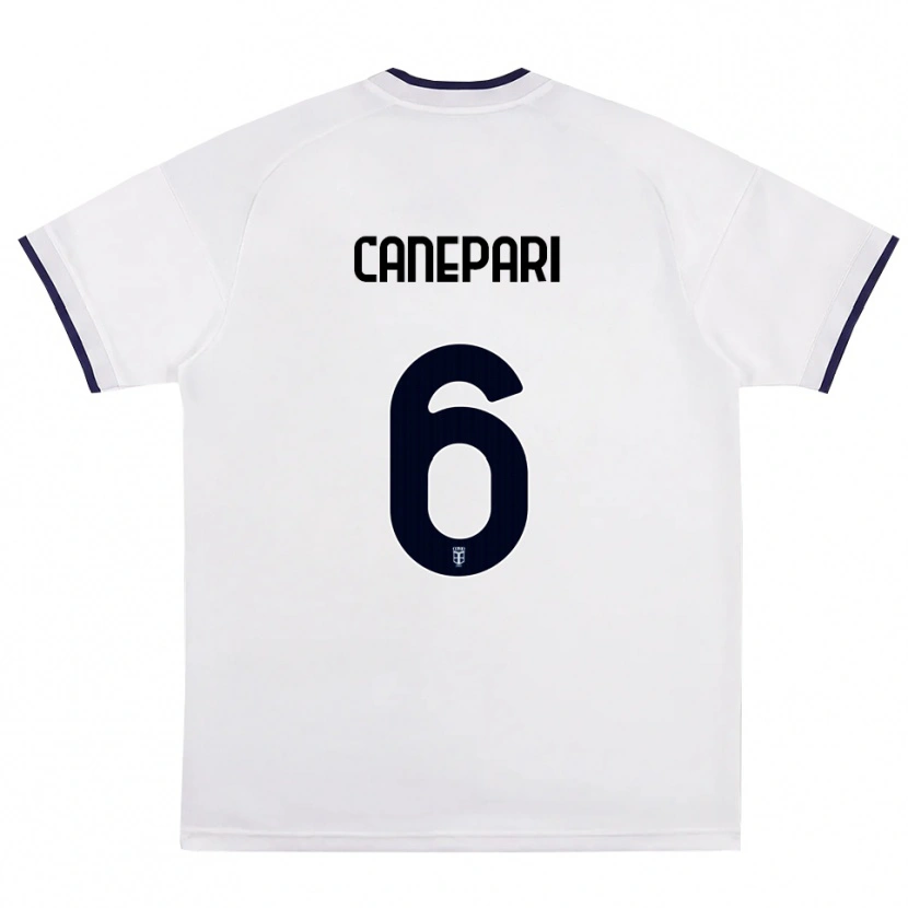 Danxen Børn Lorenzo Canepari #6 Hvid Rød Kongelig Blå Udebane Spillertrøjer 2026/27 Trøje T-Shirt