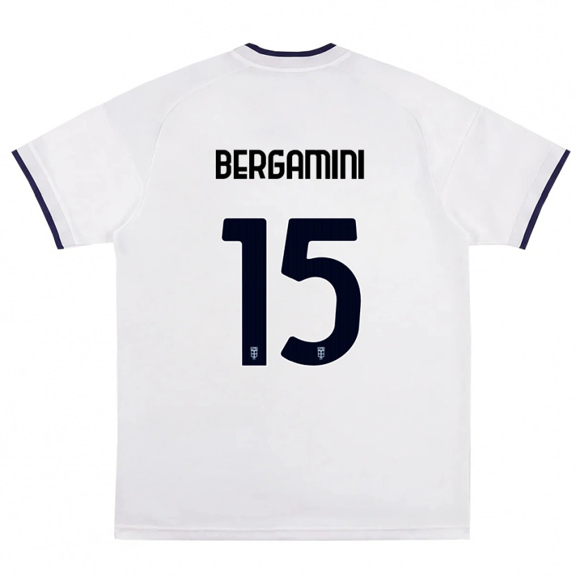 Danxen Børn Mattia Bergamini #15 Hvid Rød Kongelig Blå Udebane Spillertrøjer 2026/27 Trøje T-Shirt