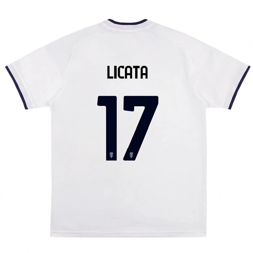 Danxen Børn Alessandro Licata #17 Hvid Rød Kongelig Blå Udebane Spillertrøjer 2026/27 Trøje T-Shirt