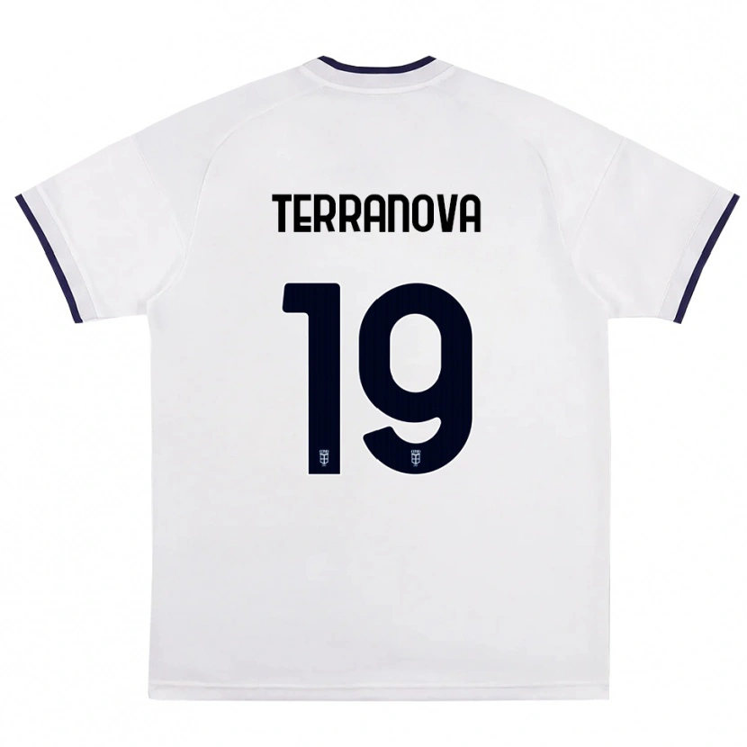 Danxen Børn Mattia Terranova #19 Hvid Rød Kongelig Blå Udebane Spillertrøjer 2026/27 Trøje T-Shirt