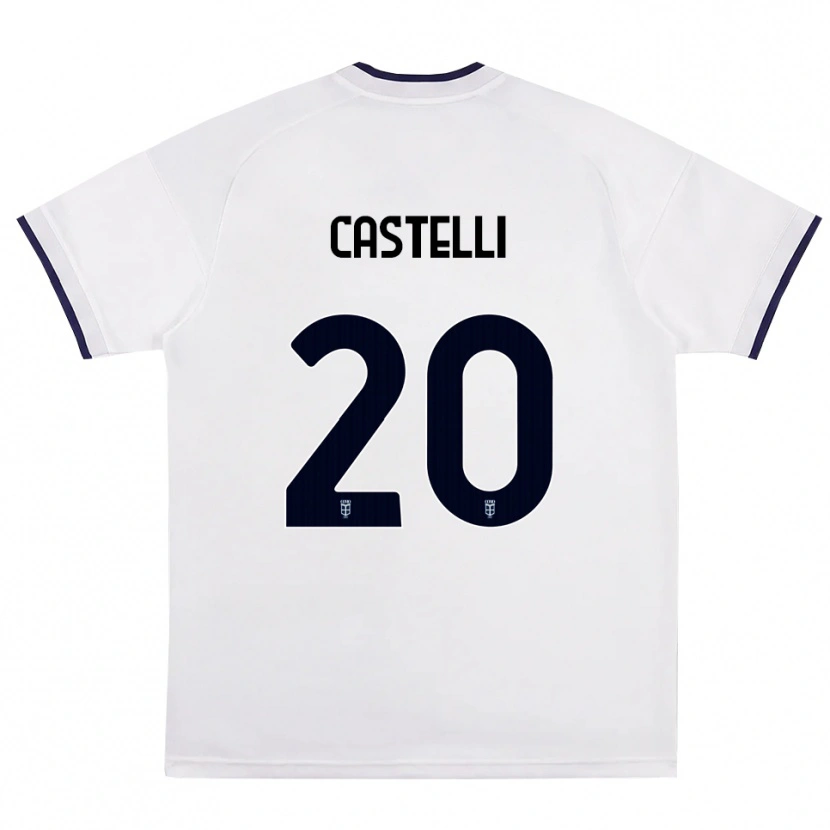 Danxen Børn Matteo Castelli #20 Hvid Rød Kongelig Blå Udebane Spillertrøjer 2026/27 Trøje T-Shirt