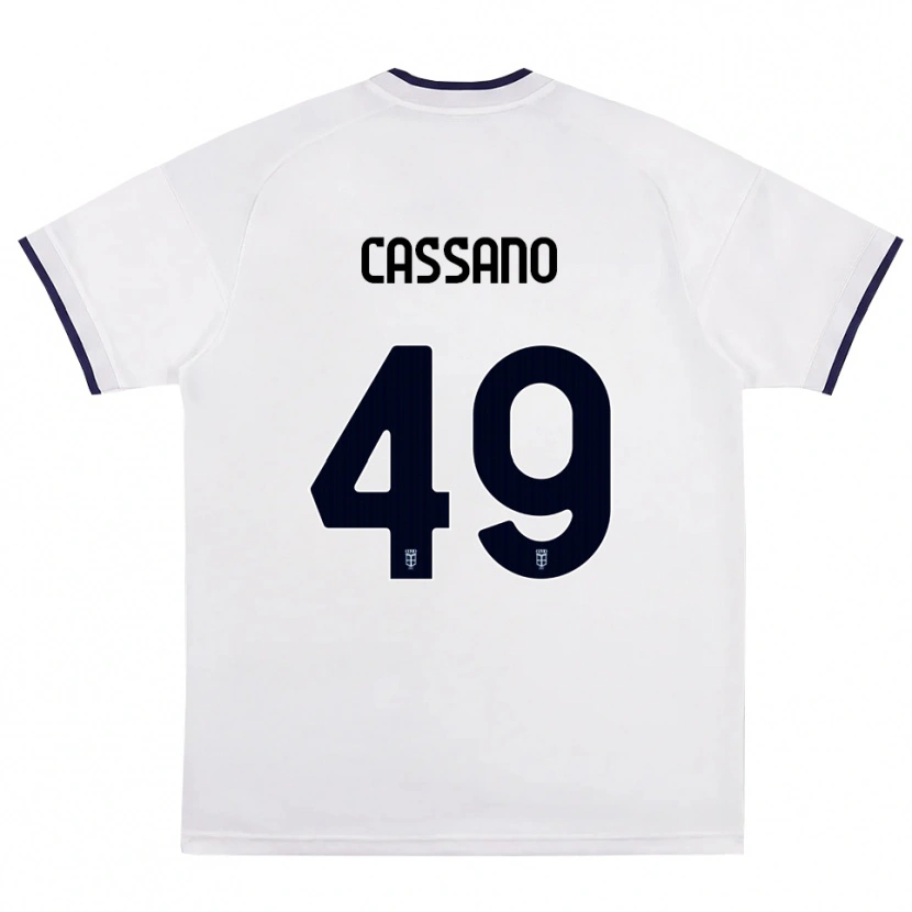 Danxen Børn Riccardo Cassano #49 Hvid Rød Kongelig Blå Udebane Spillertrøjer 2026/27 Trøje T-Shirt