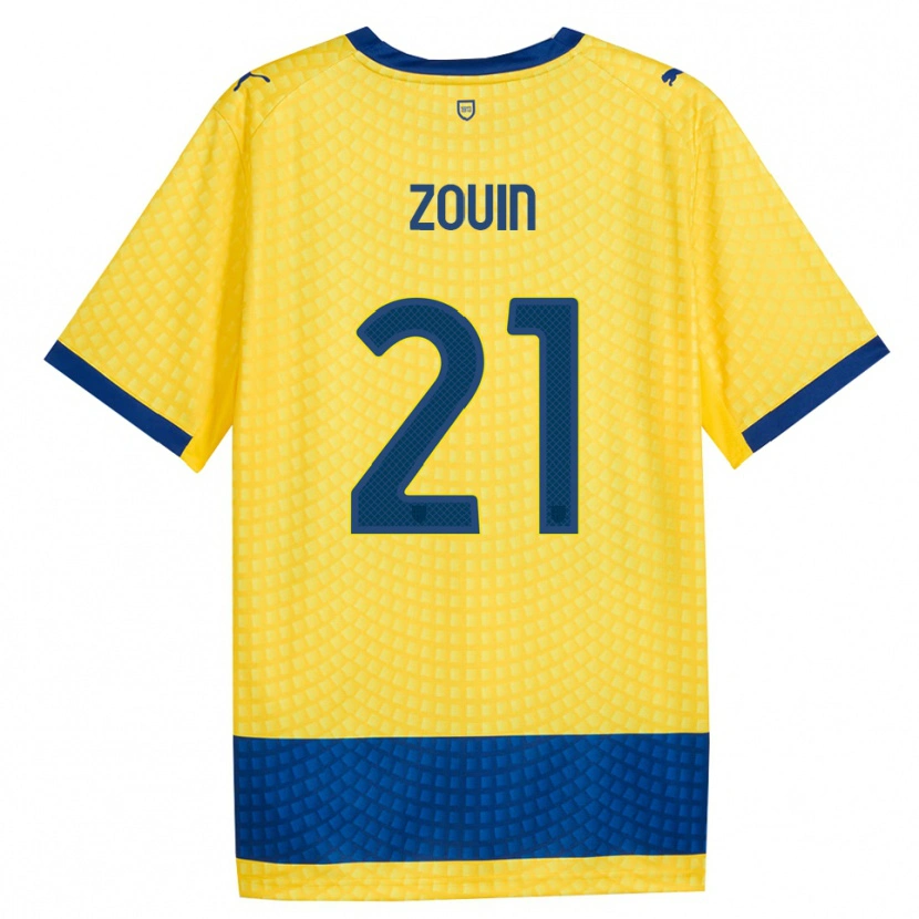 Danxen Børn Aymen Zouin #21 Gul Blå Sort Udebane Spillertrøjer 2026/27 Trøje T-Shirt