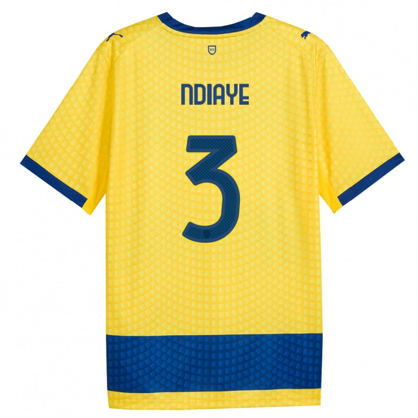 Danxen Børn Abdoulaye Ndiaye #3 Gul Blå Sort Udebane Spillertrøjer 2026/27 Trøje T-Shirt