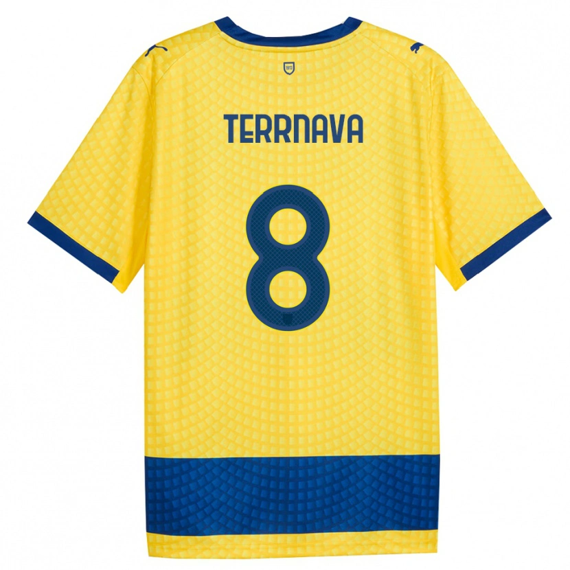 Danxen Børn Dren Terrnava #8 Gul Blå Sort Udebane Spillertrøjer 2026/27 Trøje T-Shirt