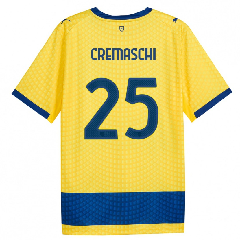 Danxen Børn Benja Cremaschi #25 Gul Blå Sort Udebane Spillertrøjer 2026/27 Trøje T-Shirt