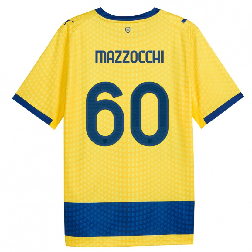 Danxen Børn Alessandro Mazzocchi #60 Gul Blå Sort Udebane Spillertrøjer 2026/27 Trøje T-Shirt