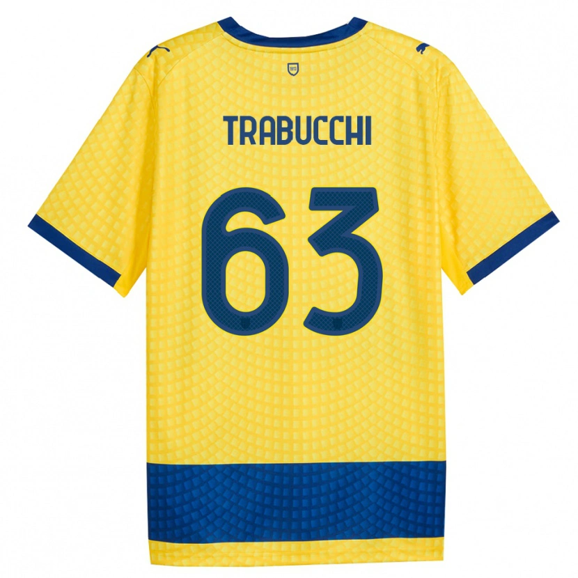 Danxen Børn Nicolas Trabucchi #63 Gul Blå Sort Udebane Spillertrøjer 2026/27 Trøje T-Shirt