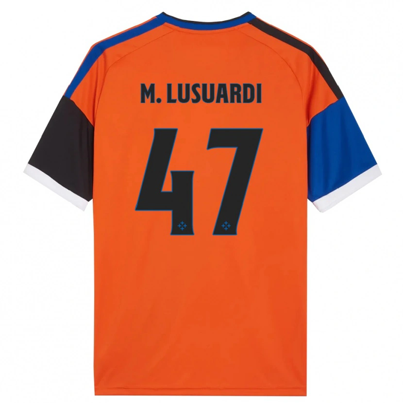 Danxen Børn Mateus Lusuardi #47 Orange Blå Sort Hvid Udebane Spillertrøjer 2026/27 Trøje T-Shirt