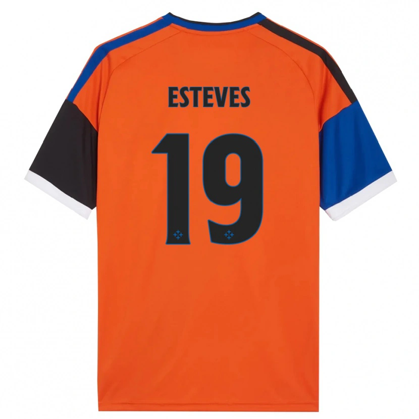 Danxen Børn Tomás Esteves #19 Orange Blå Sort Hvid Udebane Spillertrøjer 2026/27 Trøje T-Shirt