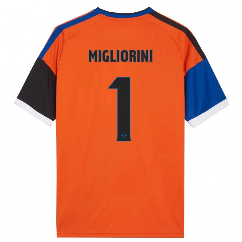 Danxen Børn Niccolò Migliorini #1 Orange Blå Sort Hvid Udebane Spillertrøjer 2026/27 Trøje T-Shirt