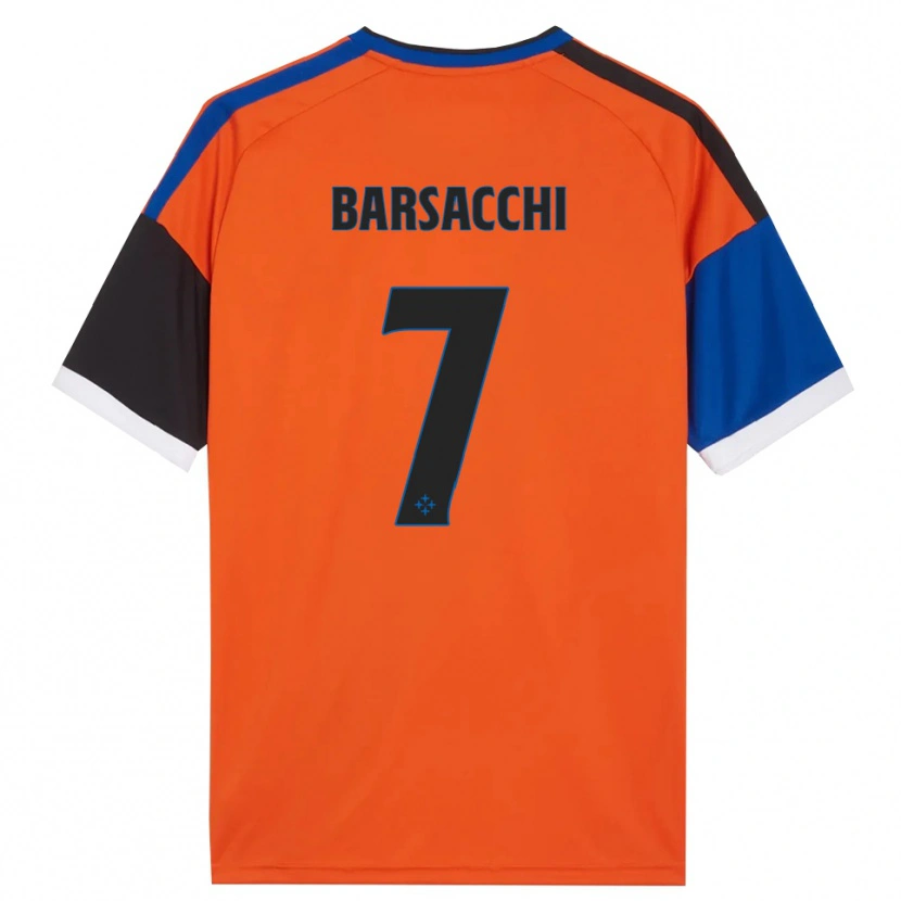 Danxen Børn Cristian Barsacchi #7 Orange Blå Sort Hvid Udebane Spillertrøjer 2026/27 Trøje T-Shirt
