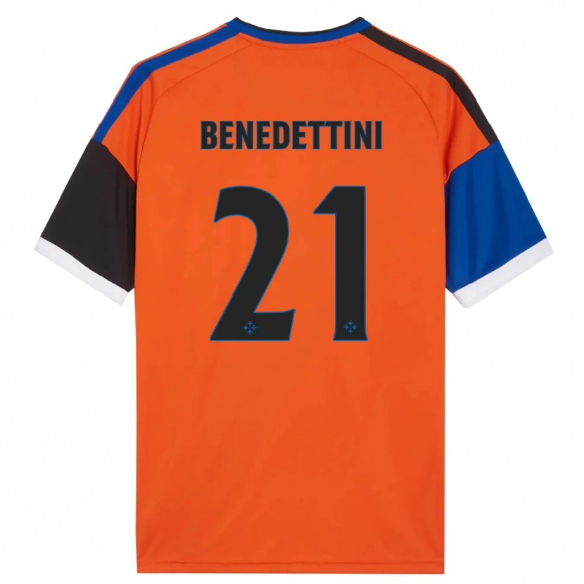 Danxen Børn Filippo Benedettini #21 Orange Blå Sort Hvid Udebane Spillertrøjer 2026/27 Trøje T-Shirt