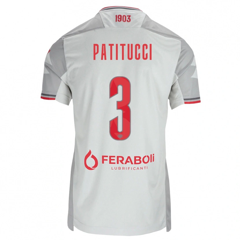 Danxen Børn Christian Patitucci #3 Grå Hvid Rød Udebane Spillertrøjer 2026/27 Trøje T-Shirt