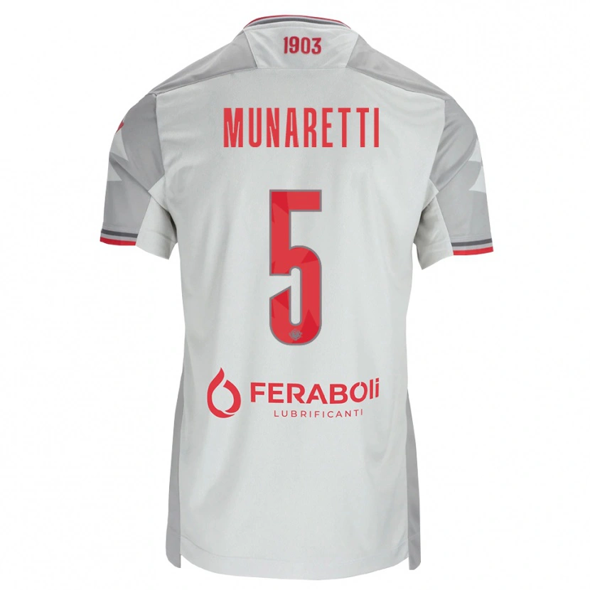Danxen Børn Luca Munaretti #5 Grå Hvid Rød Udebane Spillertrøjer 2026/27 Trøje T-Shirt