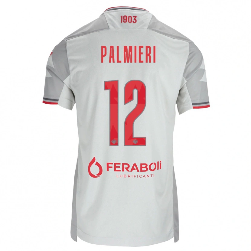 Danxen Børn Cristian Palmieri #12 Grå Hvid Rød Udebane Spillertrøjer 2026/27 Trøje T-Shirt
