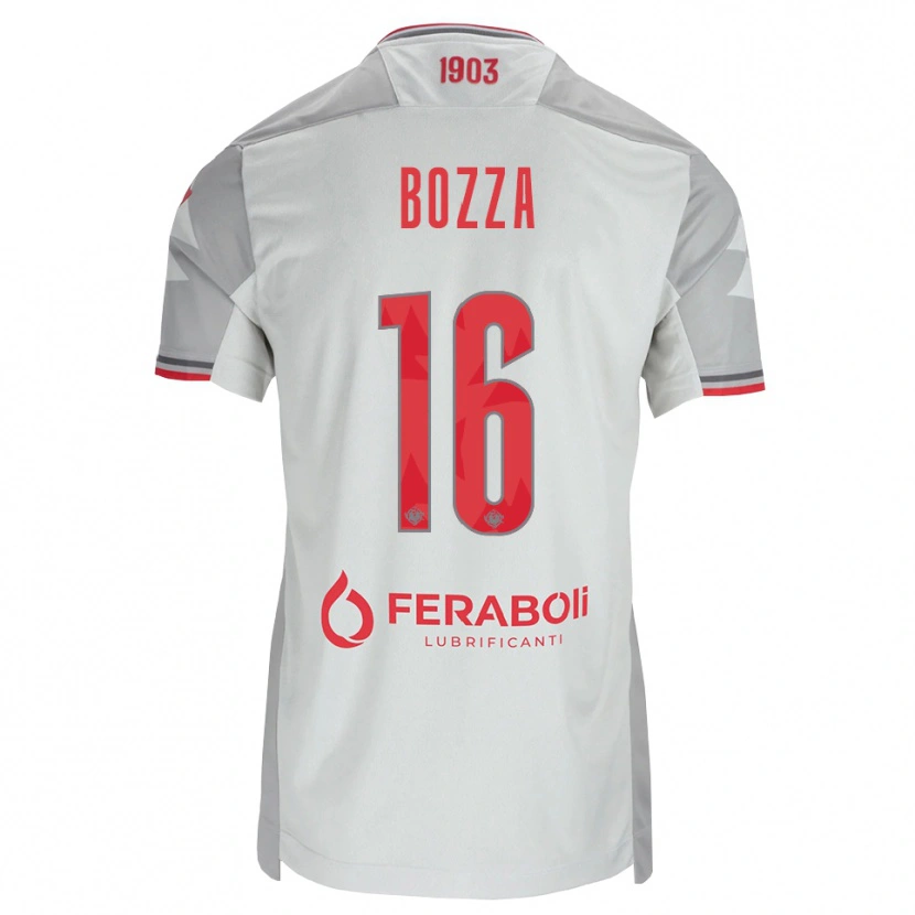 Danxen Børn Mattia Bozza #16 Grå Hvid Rød Udebane Spillertrøjer 2026/27 Trøje T-Shirt
