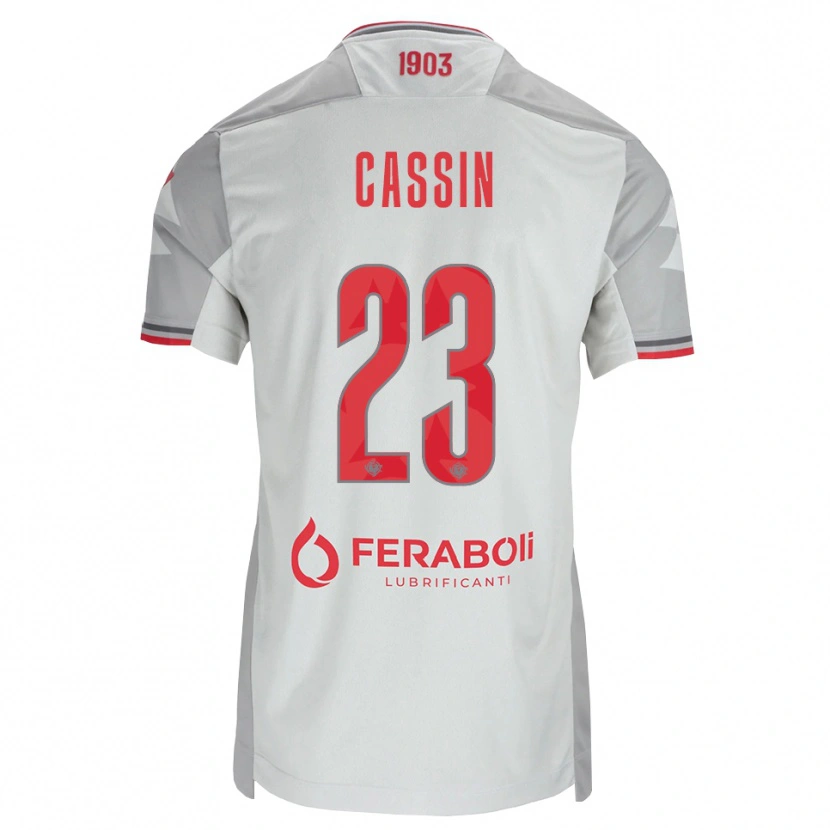 Danxen Børn Marco Cassin #23 Grå Hvid Rød Udebane Spillertrøjer 2026/27 Trøje T-Shirt