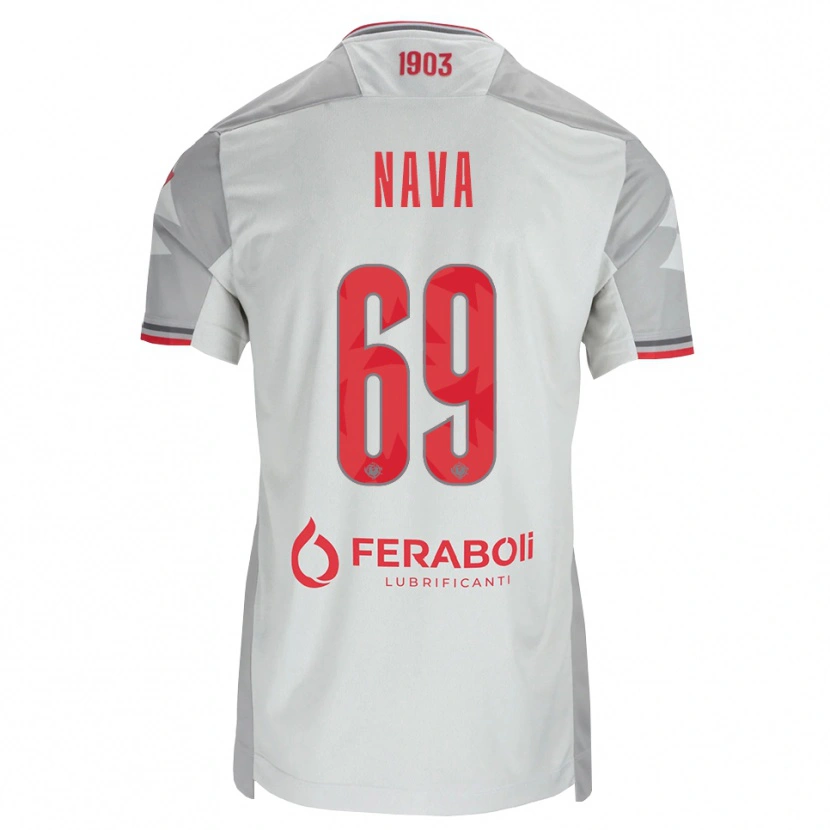Danxen Børn Lapo Nava #69 Grå Hvid Rød Udebane Spillertrøjer 2026/27 Trøje T-Shirt
