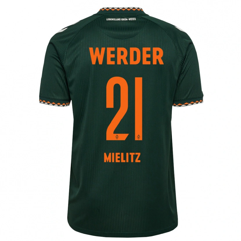 Danxen Børn Sebastian Mielitz #21 Mørkegrøn Orange Hvid Udebane Spillertrøjer 2026/27 Trøje T-Shirt