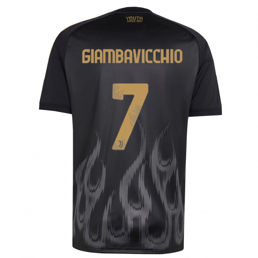 Danxen Børn Franco Giambavicchio #7 Sort Brun Tredje Sæt Spillertrøjer 2026/27 Trøje T-Shirt