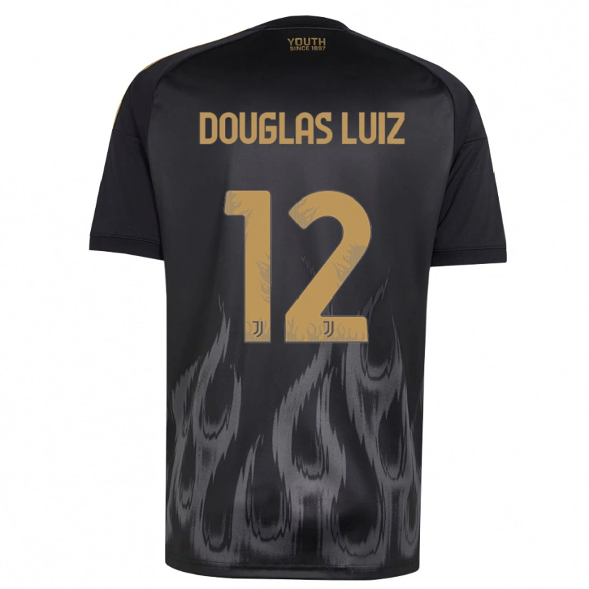 Danxen Børn Douglas Luiz #12 Sort Brun Tredje Sæt Spillertrøjer 2026/27 Trøje T-Shirt
