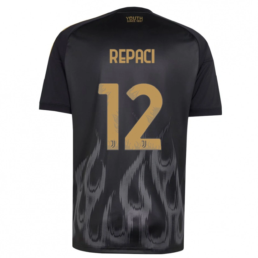 Danxen Børn Tommaso Repaci #12 Sort Brun Tredje Sæt Spillertrøjer 2026/27 Trøje T-Shirt