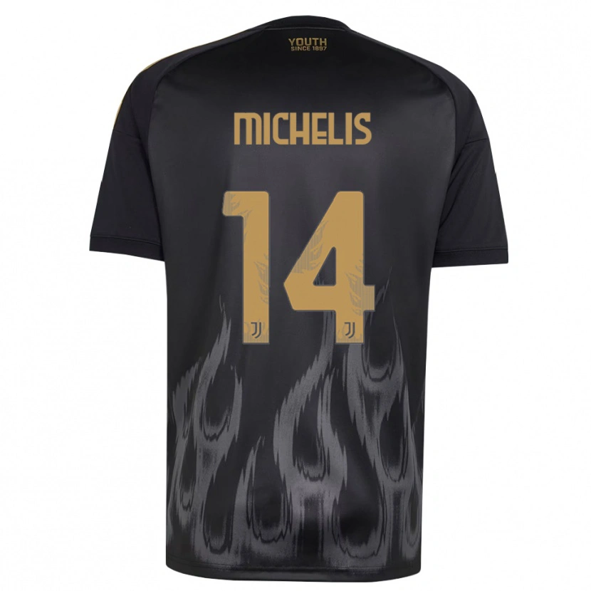 Danxen Børn Mattia Michelis #14 Sort Brun Tredje Sæt Spillertrøjer 2026/27 Trøje T-Shirt