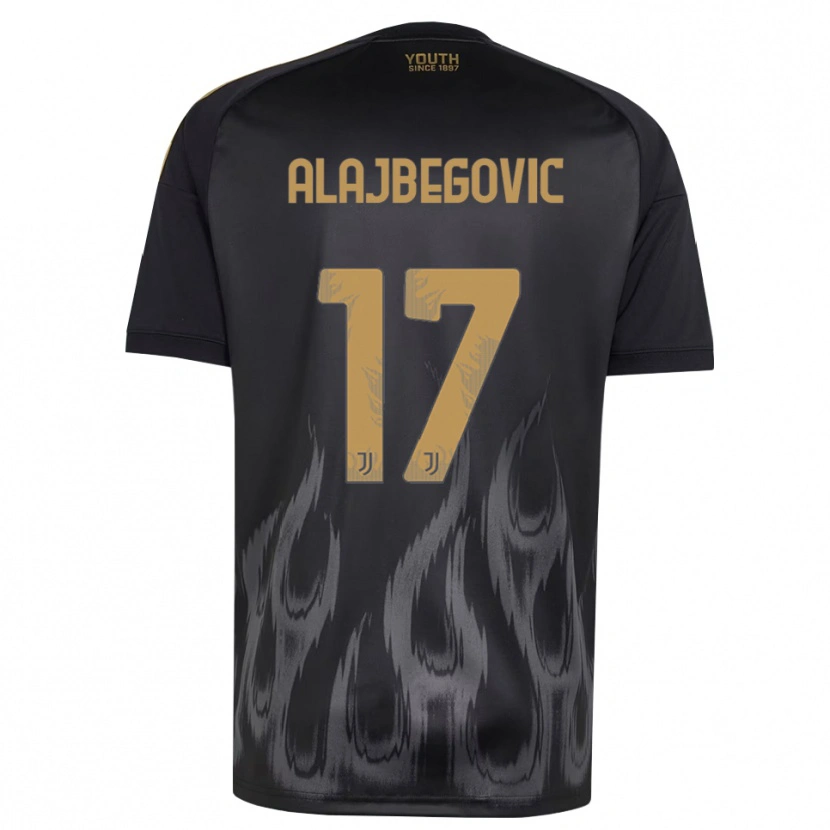 Danxen Børn Kerim Alajbegovic #17 Sort Brun Tredje Sæt Spillertrøjer 2026/27 Trøje T-Shirt