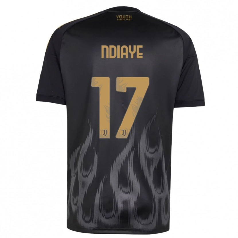 Danxen Børn Modou Ndiaye #17 Sort Brun Tredje Sæt Spillertrøjer 2026/27 Trøje T-Shirt