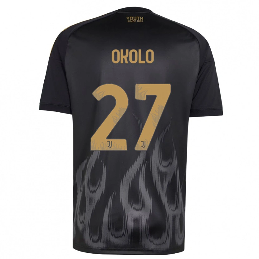 Danxen Børn Daniel Okolo #27 Sort Brun Tredje Sæt Spillertrøjer 2026/27 Trøje T-Shirt