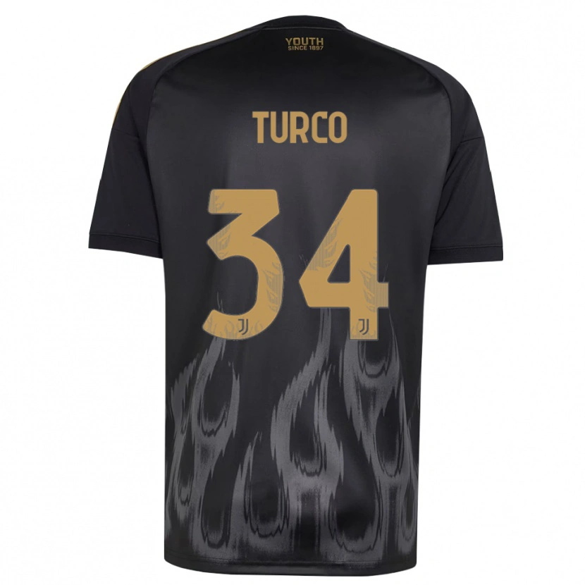 Danxen Børn Stefano Turco #34 Sort Brun Tredje Sæt Spillertrøjer 2026/27 Trøje T-Shirt