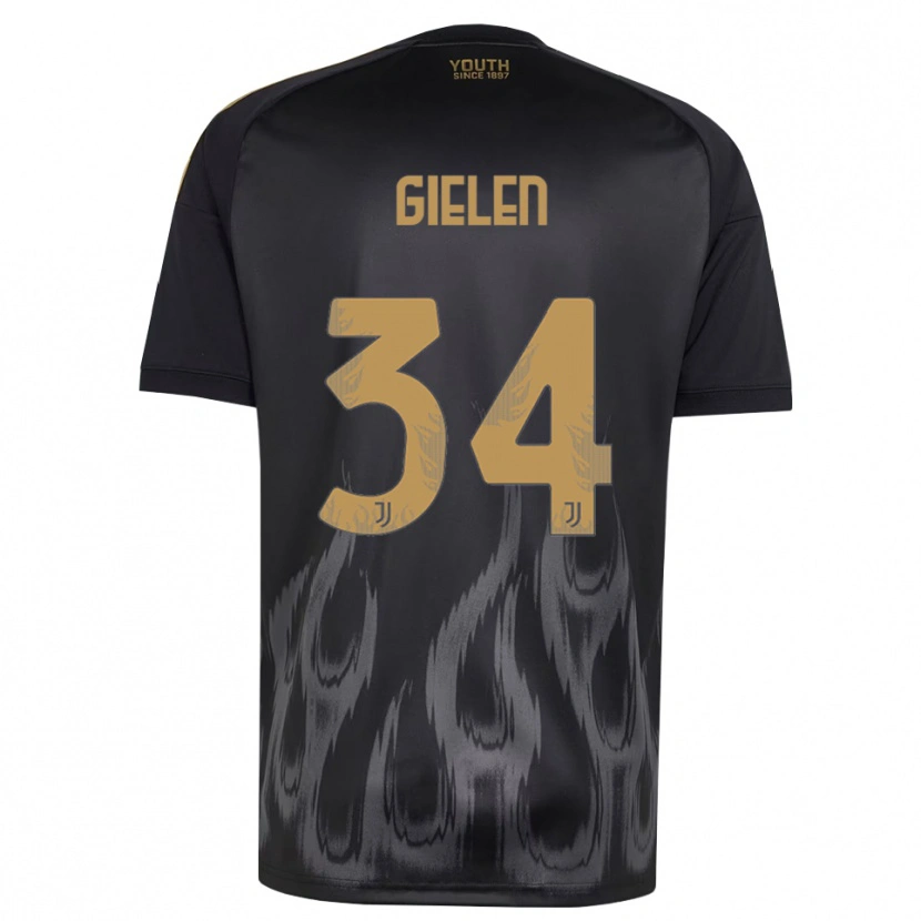Danxen Børn Wout Gielen #34 Sort Brun Tredje Sæt Spillertrøjer 2026/27 Trøje T-Shirt