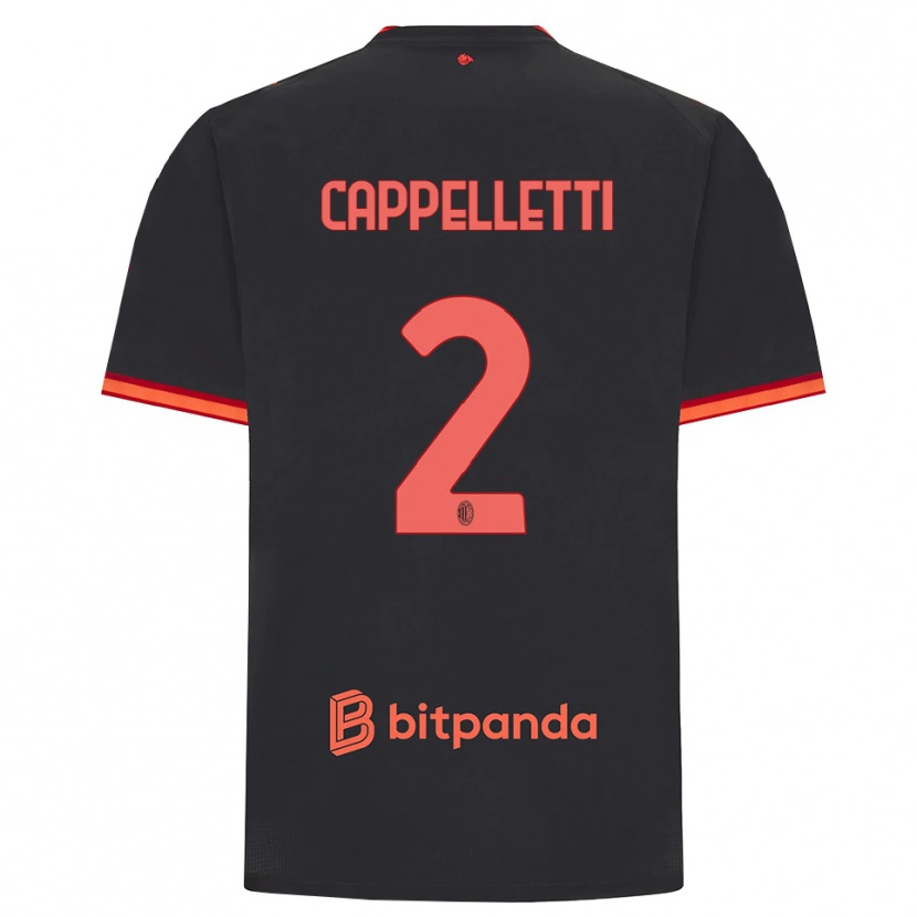Danxen Børn Mattia Cappelletti #2 Sort Rød Tredje Sæt Spillertrøjer 2026/27 Trøje T-Shirt