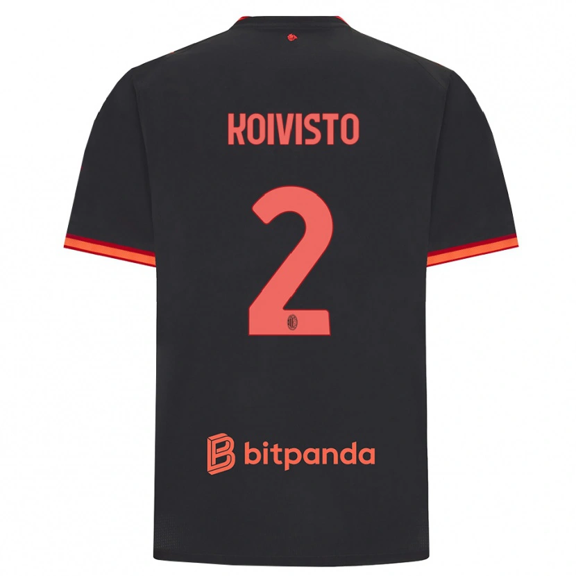 Danxen Børn Emma Koivisto #2 Sort Rød Tredje Sæt Spillertrøjer 2026/27 Trøje T-Shirt