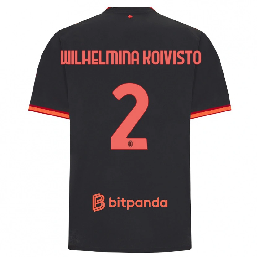 Danxen Børn Emma Wilhelmina Koivisto #2 Sort Rød Tredje Sæt Spillertrøjer 2026/27 Trøje T-Shirt