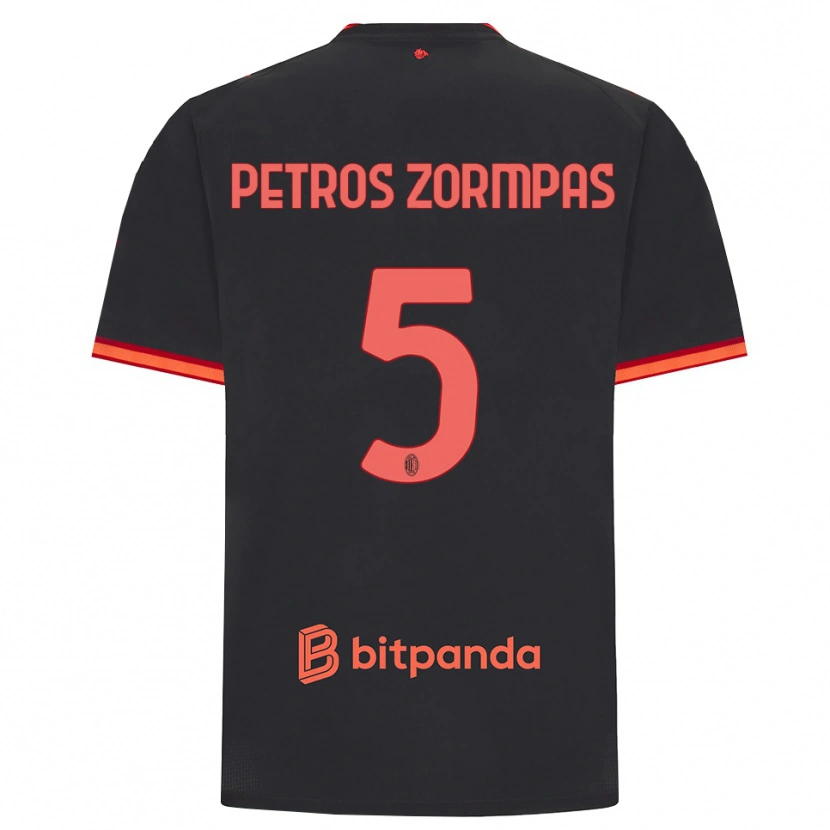 Danxen Børn Spyridon Petros Zorbas #5 Sort Rød Tredje Sæt Spillertrøjer 2026/27 Trøje T-Shirt