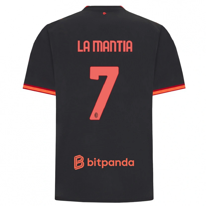 Danxen Børn Simon La Mantia #7 Sort Rød Tredje Sæt Spillertrøjer 2026/27 Trøje T-Shirt