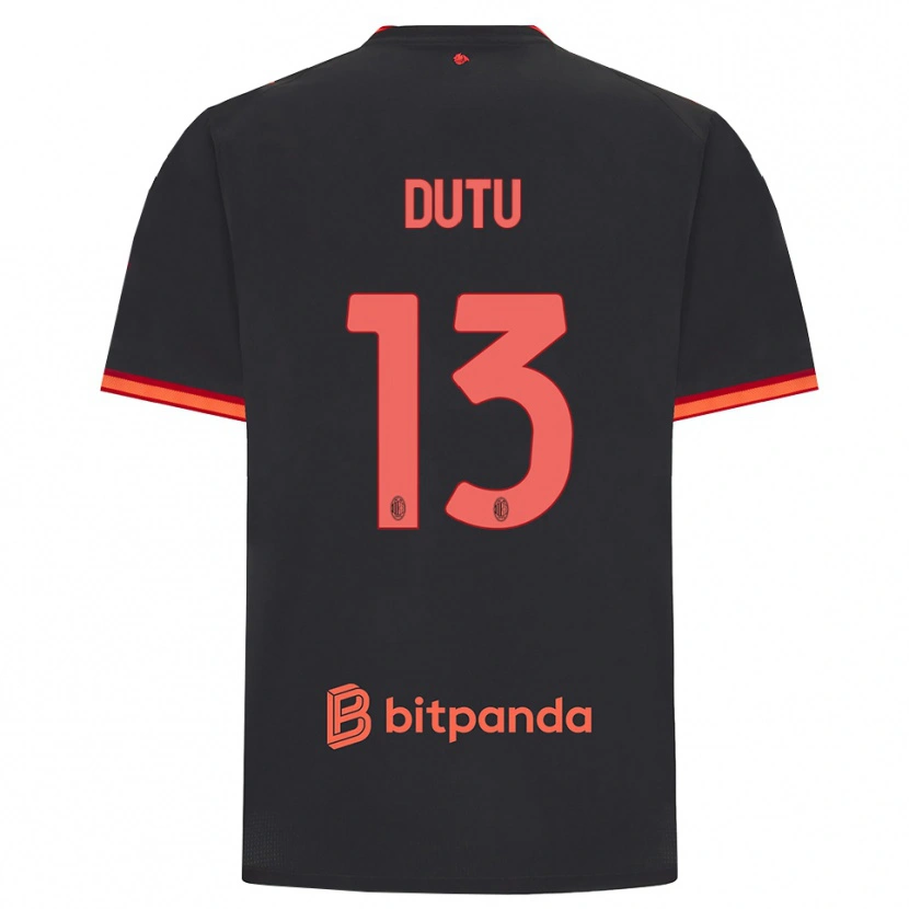 Danxen Børn Matteo Dutu #13 Sort Rød Tredje Sæt Spillertrøjer 2026/27 Trøje T-Shirt