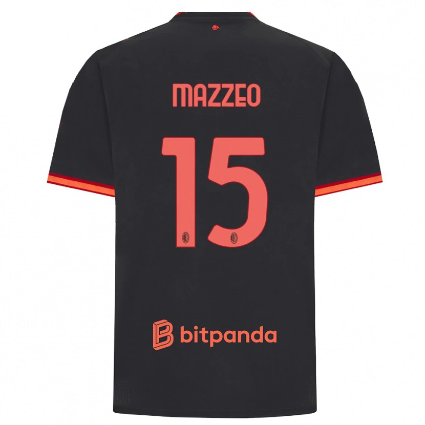 Danxen Børn Kevin Mazzeo #15 Sort Rød Tredje Sæt Spillertrøjer 2026/27 Trøje T-Shirt