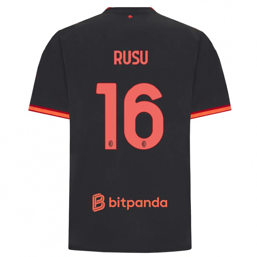 Danxen Børn Ryan Rusu #16 Sort Rød Tredje Sæt Spillertrøjer 2026/27 Trøje T-Shirt