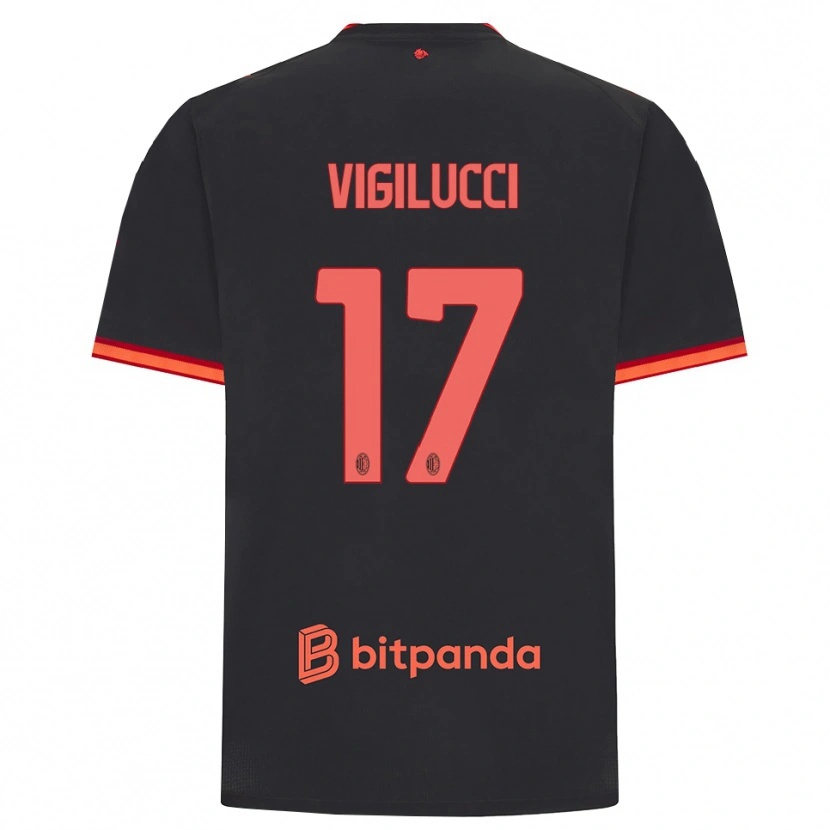 Danxen Børn Valery Vigilucci #17 Sort Rød Tredje Sæt Spillertrøjer 2026/27 Trøje T-Shirt