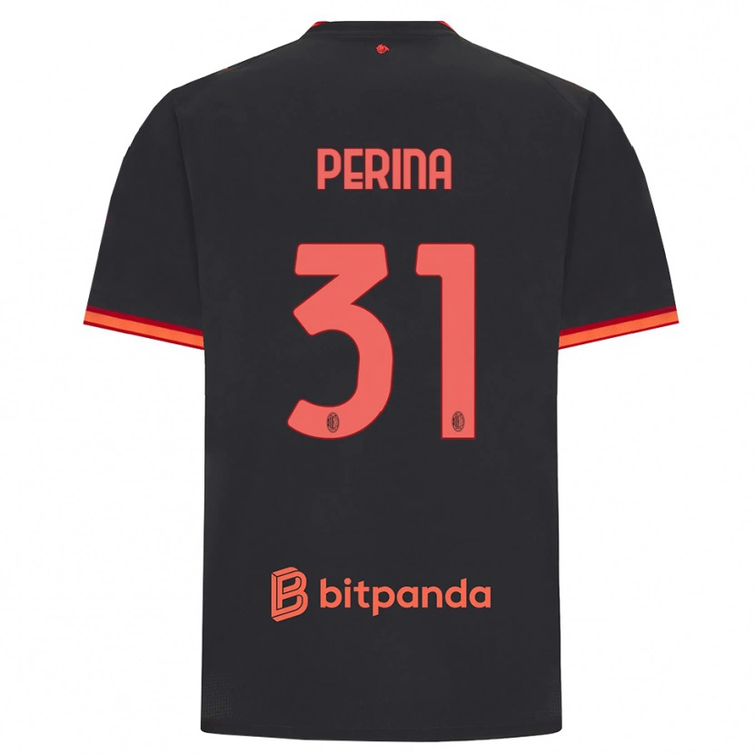 Danxen Børn Gioele Perina #31 Sort Rød Tredje Sæt Spillertrøjer 2026/27 Trøje T-Shirt