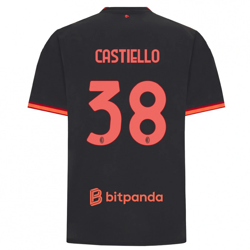 Danxen Børn Alex Castiello #38 Sort Rød Tredje Sæt Spillertrøjer 2026/27 Trøje T-Shirt
