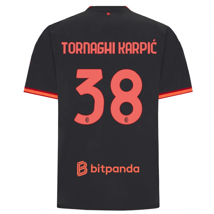 Danxen Børn Lavinia Tornaghi Karpić #38 Sort Rød Tredje Sæt Spillertrøjer 2026/27 Trøje T-Shirt