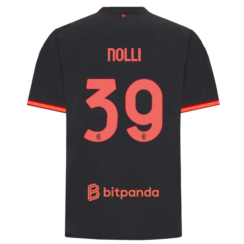 Danxen Børn Luca Nolli #39 Sort Rød Tredje Sæt Spillertrøjer 2026/27 Trøje T-Shirt